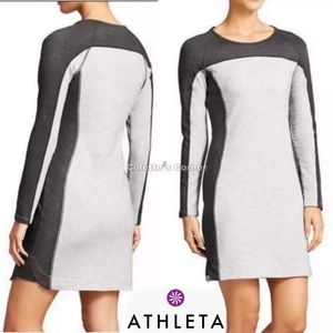 Athleta Omega Gray Colorblock Bodycon Terry Sweatshirt Dress